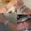 316L Stainless Steel Bracelet For Men Women 15MM Wide Link Watch Chain Men's Bracelets Necklaces Mannen Armband Hand Accessories (Gold Color 10MM 1-17cm) view 2