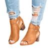 ZKXYFFS Chunky Heeled Sandals for Women Cutout Open Toe Buckle Block Heel Sandals Womens Summer Beach Dressy Party High Heeled Sandal view 1