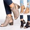 ZKXYFFS Chunky Heeled Sandals for Women Cutout Open Toe Buckle Block Heel Sandals Womens Summer Beach Dressy Party High Heeled Sandal view 4