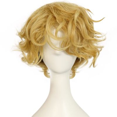 HUNIGIR Blonde Wig for Men Short Fluffy Blonde Wig Curly Male Heat Resistant Synthetic Hair for Cosplay Costume Halloween
