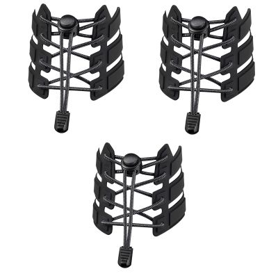 3 Pairs No Tie Shoe Laces for Kids Adults Elastic Shoe Laces with Lock Device for Sneakers (Black 3pairs)