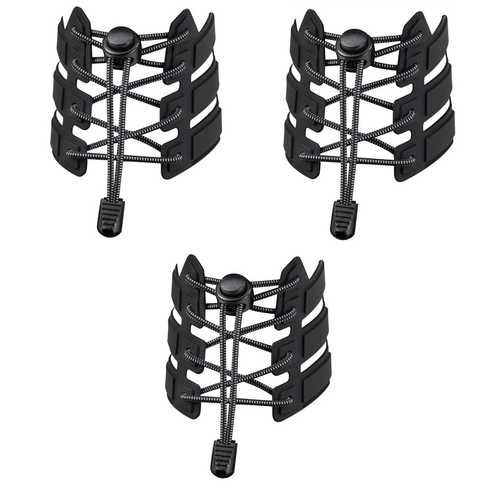 3 Pairs No Tie Shoe Laces for Kids Adults Elastic Shoe Laces with Lock Device for Sneakers (Black 3pairs)