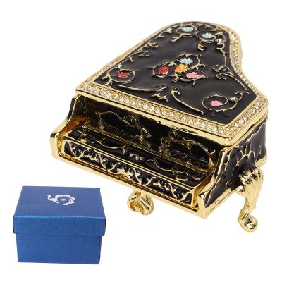 TOPINCN 6.6 x 5.5 x 6cm Holder Collectible Figurine Decoration Storage Box, Piano Shape, Hand Painted Enamel Trinket Box Jewelry Trays Jewelry Boxes & Organizers