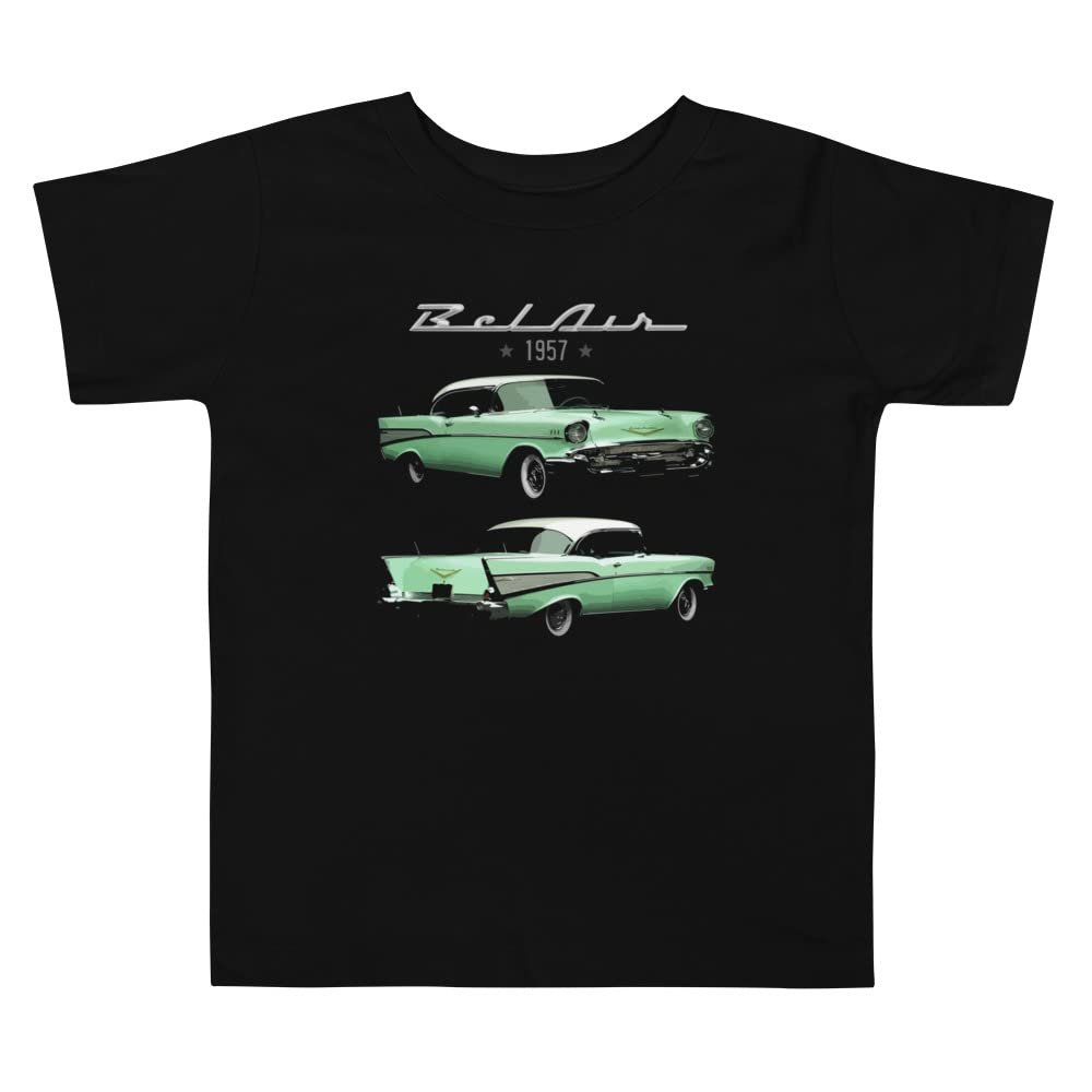 1957 Chevy Bel Air Surf Green Two Door Hardtop American Classic Car Toddler Short Sleeve Tee