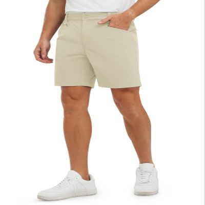 TBMPOY Men's Dress Golf Shorts 7 Inch Stretch Work Short with Pockets Quick Dry Casual Hiking Shorts Water Resistant Light Khaki 32
