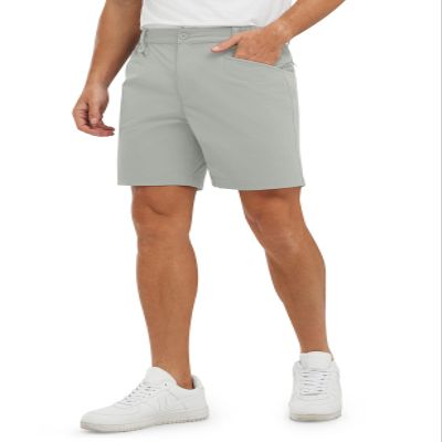 TBMPOY Men's Shorts 7 Inch Golf Dress Stretch Flat Front Shorts Dry Fit Lightweight Work Travel Short with 4 Pockets Light Grey 36