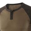 Dninmim Men Casual O Neck Long Raglan Sleeve Color Block T-Shirt Buttons Pullover view 2
