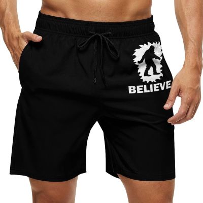 Bigfoot Squatchin Believe Men's Swim Trunks Quick Dry Beach Shorts Casual Sports Shorts with Pockets 3XL