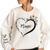 IZI POD I Wear My Heart on My Sleeve Mama Crewneck Sweatshirt, Custom Kids Names Sleeve, Personalized New Mom Gift for Birthday, Mothers Day, Christmas view 1