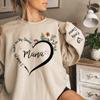 IZI POD I Wear My Heart on My Sleeve Mama Crewneck Sweatshirt, Custom Kids Names Sleeve, Personalized New Mom Gift for Birthday, Mothers Day, Christmas view 2