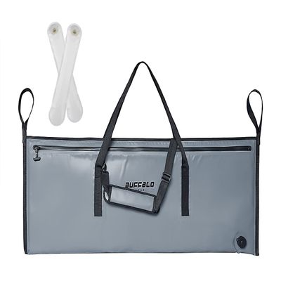 Buffalo Gear Insulated Fish Cooler 48x18in, Leakproof Kill Bag with 2 Reusable Cooler Ice Packs, Portable Waterproof Fish Bag with Adjustable Shoulder Strap, Keeps Ice-cold More than 48 Hours