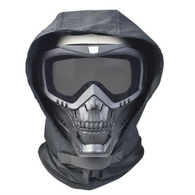 Airsoft Mask Balaclava Full Face and Detachable Anti Fog Airsoft Goggles Military Outdoor Sport CS Tactical Paintball Mask Face Eye Protection Headgear Mask (Light Black)