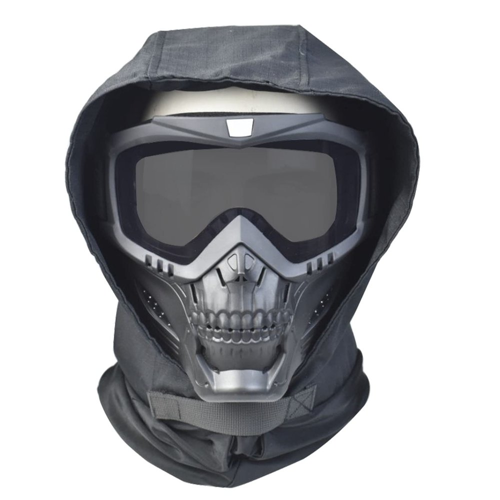 Airsoft Mask Balaclava Full Face and Detachable Anti Fog Airsoft Goggles Military Outdoor Sport CS Tactical Paintball Mask Face Eye Protection Headgear Mask (Light Black)