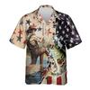 Bass Fishing Hawaiian Shirt for Men - Patriotic Flag Casual Button Down Unisex Luau Shirt for Men Women Series 46 Size XL view 1