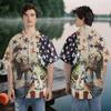 Bass Fishing Hawaiian Shirt for Men - Patriotic Flag Casual Button Down Unisex Luau Shirt for Men Women Series 46 Size XL view 2