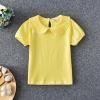 Girls Summer T Shirt Small Fresh Lace Short Sleeve Lapel Short Sleeve Solid Color for 0 to 6 Years (Yellow, 3-4 Years) view 2