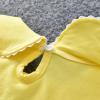 Girls Summer T Shirt Small Fresh Lace Short Sleeve Lapel Short Sleeve Solid Color for 0 to 6 Years (Yellow, 3-4 Years) view 3