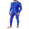 Sxiwei Men's Sports Running Set Compression Shirt Pants Skin-Tight Long Sleeves Tracksuit Gym Yoga Suits Blue Large view 2