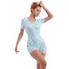Sexy Pajamas For Women Exotic Outfits Cute Print One Piece Bodysuit Lingerie Bodycon Romper Jumpsuit Button Down Pajamas Playsuit Teddies Babydoll Short Sleeve Sleepwear Underwear Blue - Heart M view 2