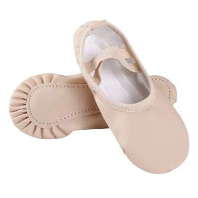 Midkutu Ballet Shoes for Girls, Soft Leather Ballet Slippers No-Tie Dance Shoes for Toddler Girls/Little/Big Kids PUFSYIDI-29-12.5 Peach Pink