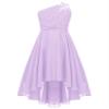 Linjinx Kids Girls Chiffon One Shoulder Shiny Beaded Party Dress Bridesmaid Wedding Pageant Ball Gown Lavender 12 Years view 3