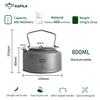 KAPILA 800ml Titanium Kettle with Folding Handle Ultralight Camping Kettle Camp Tea Coffee Pot Large Outdoor Hiking Kettle Pot Portable Camping Tea Kettle view 2