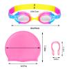 3 Pieces Kids Swim Cap for Boys Girls Silicone Swimming Cap for Short Hair with Swimming Goggles and Nose Clip Pink Unisex Waterproof Bathing Caps for Age 3-15 Children Boys Girls(Pink) view 2
