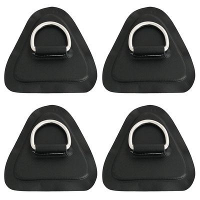 yyangz 4PCS Stainless Steel D-Ring Circular Patch with Triangular Base for Inflatable Boat Kayak Dinghy SUP, PVC Patch Stand-Up Paddleboard Canoe Rafting Accessories