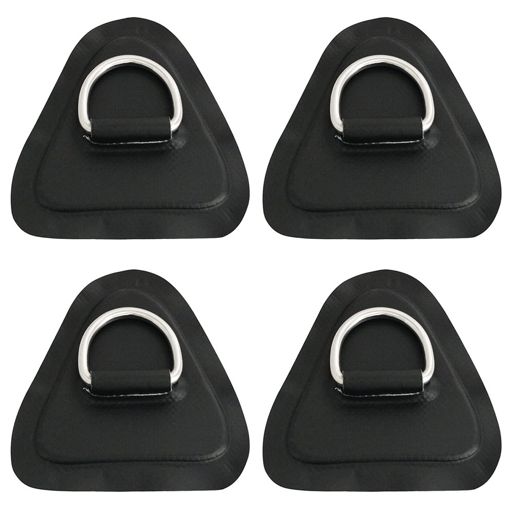 yyangz 4PCS Stainless Steel D-Ring Circular Patch with Triangular Base for Inflatable Boat Kayak Dinghy SUP, PVC Patch Stand-Up Paddleboard Canoe Rafting Accessories