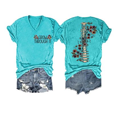 Mental Health Shirts Grow Through It Spine Sweatshirt Grow Through It Shirt Vintage Casual Tops Women Gift Tee Tops V-Neck Loose Shirt Plus Size 4XL Green