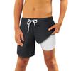 QRANSS Comfortable 4 Way Stretch Black Swim Trunks Boys Smooth Fabric Swimsuits for Little Toddler Boys Fashion Compression Shorts Size 3T view 1