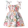 18-24 Months Baby Girls Spaghetti Tie Strap Smocking Dress Floral Sleeveless Summer Clothes view 1
