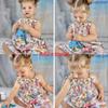 18-24 Months Baby Girls Spaghetti Tie Strap Smocking Dress Floral Sleeveless Summer Clothes view 2
