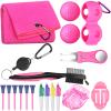 18 Pcs Pink Golf Accessories Kit Include Golf Ball Marker Balls Holder Club Groove Cleaner Brush Divot Repair Plastic Tees Towel with Clip Gift Set for Women view 1
