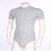 ACSUSS Men's Short Sleeve Undershirt Crew Neck Press Button Crotch Shirt Bodysuit Leotard Top Grey X-Large view 3
