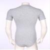 ACSUSS Men's Short Sleeve Undershirt Crew Neck Press Button Crotch Shirt Bodysuit Leotard Top Grey X-Large view 4
