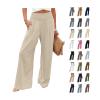 Womens Wide Leg Linen Long Lounge Pants High Waist Loose Lightweight Fit Casual Trousers Comfy Boho Palazzo Pants view 1