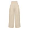 Womens Wide Leg Linen Long Lounge Pants High Waist Loose Lightweight Fit Casual Trousers Comfy Boho Palazzo Pants view 4