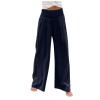 Womens Wide Leg Linen Long Lounge Pants High Waist Loose Lightweight Fit Casual Trousers Comfy Boho Palazzo Pants view 3