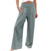 Womens Wide Leg Linen Long Lounge Pants High Waist Loose Lightweight Fit Casual Trousers Comfy Boho Palazzo Pants view 1