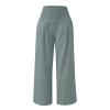 Womens Wide Leg Linen Long Lounge Pants High Waist Loose Lightweight Fit Casual Trousers Comfy Boho Palazzo Pants view 3
