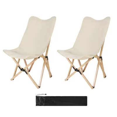 2 Pack Wood Camping Chair Folding Beach Chair with Carry Bag for Camping,Beach,Picnic,Garden,Patio,Ultralight Foldable Chair Outdoor Portable Camping Chair for Camping Picnics (Color : White, Size :