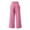 Womens Wide Leg Linen Long Lounge Pants High Waist Loose Lightweight Fit Casual Trousers Comfy Boho Palazzo Pants view 4
