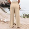 Womens Wide Leg Linen Long Lounge Pants High Waist Loose Lightweight Fit Casual Trousers Comfy Boho Palazzo Pants view 3