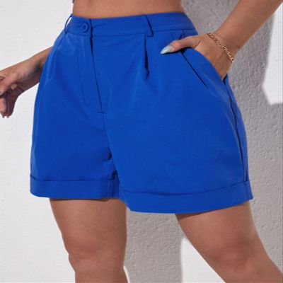 ABZEKH Shorts for Women Shorts Women's Shorts Slant Pocket Roll Hem Shorts Shorts (Size : Small)