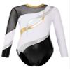 CHICTRY Kids Girls Child Bronzing Rhinestone Long Sleeves Gymnastics Training Dancing Patchwork Style Leotard White 14 Years view 1