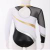 CHICTRY Kids Girls Child Bronzing Rhinestone Long Sleeves Gymnastics Training Dancing Patchwork Style Leotard White 14 Years view 4