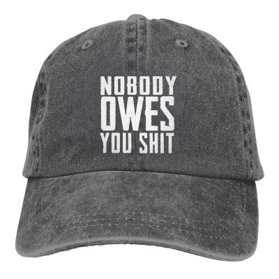 Nevfugo Nobody Owes You Shit Hat Baseball Cap for Men Women Adjustable Denim Cotton Dad Hats Deep Heather