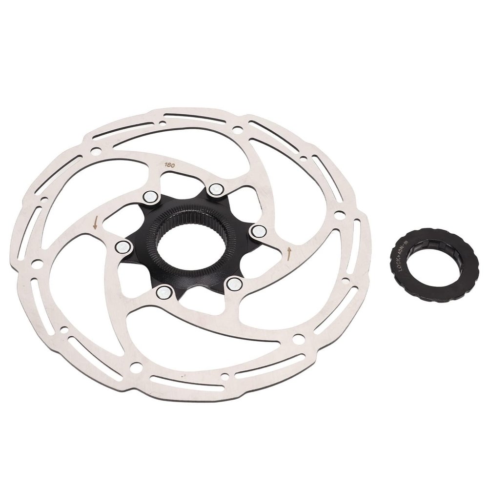 Bike Disc Brake Rotors, Bicycle Steel Centerlock Disc Brake Rotor with Center Lock Cover 26.8mm/1.06in Inside Diameter 44mm/1.73in Outer Diameter for Most Road Mountain Bike(180mm)