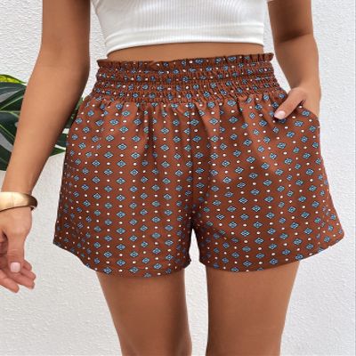 ABZEKH Shorts for Women Shorts Women's Shorts Allover Print Paperbag Waist Shorts Shorts (Color : Multicolor, Size : Medium)
